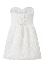 White 3D floral strapless vest mini dress