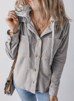 Cordjacke mit Revers und Knopf