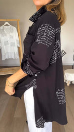 Chemise ample à imprimé lettre de longueur inégale