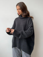 Cozy Solid color turtleneck knitted pullover loose sweater