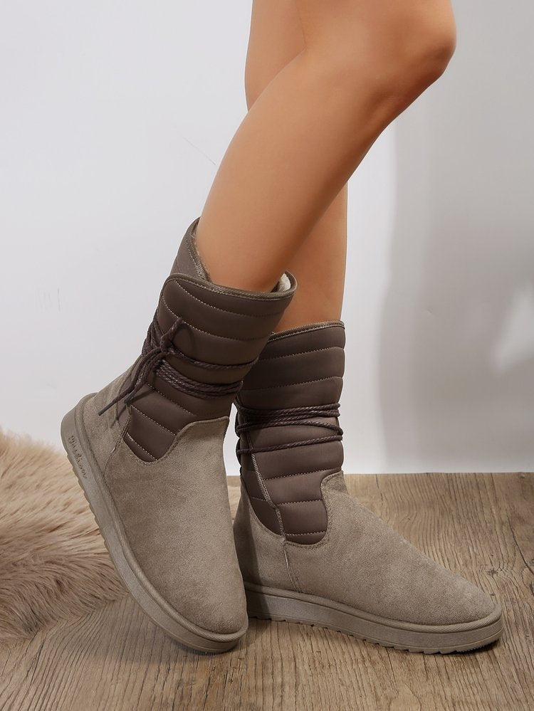 Bottes de neige mi-mollet à lacets en polaire