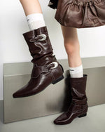 Downtown Edge Metal buckle mid-calf boots