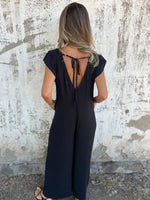 V-neck leopard print loose wide-leg jumpsuit