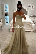 Sequined halter-neck bustier full skirt maxi dress