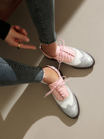Retro British color-blocked lace-up brogues