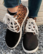 Leopard print patchwork canvas Chelsea boots