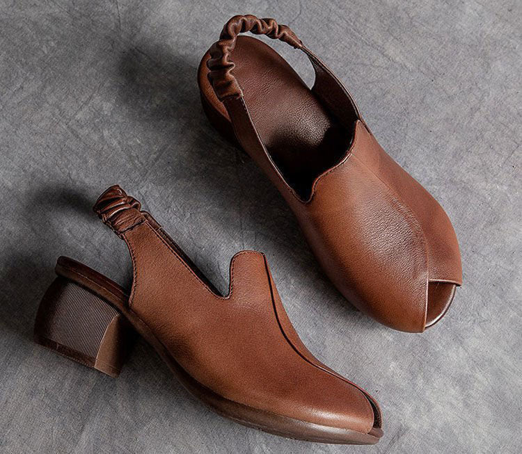 Sandales à bout ouvert et bride élastique à talon moyen épais