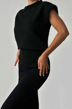 Sleeveless knitted pullover top and fitted long skirt two-piece set