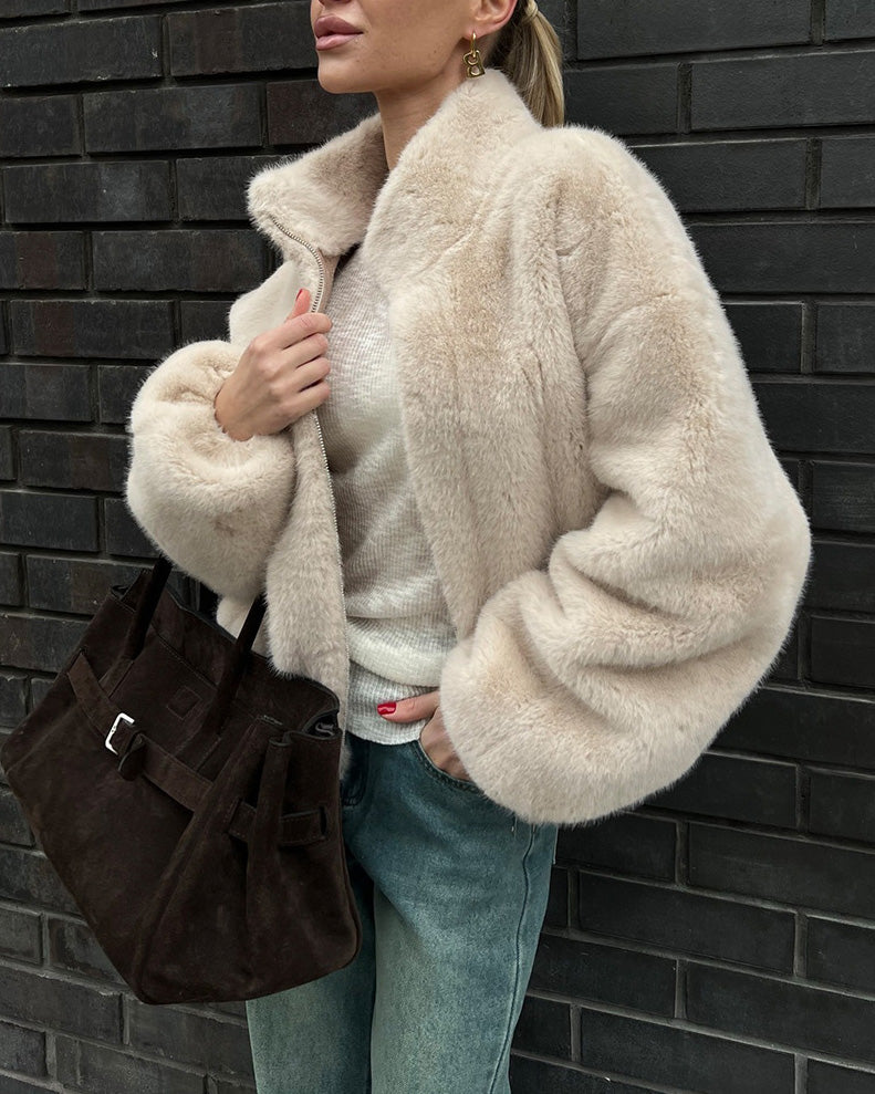 Transylvania Fall Stand collar short plush coat