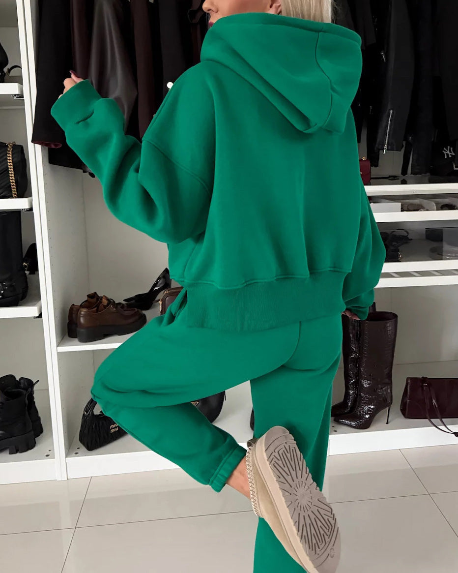 Coffee Run Hooded sweatshirt and cropped pants two-piece set