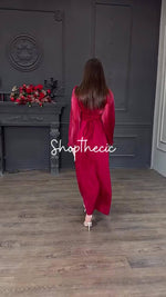 Square neckline patchwork pleated silk bell sleeve bodycon dress