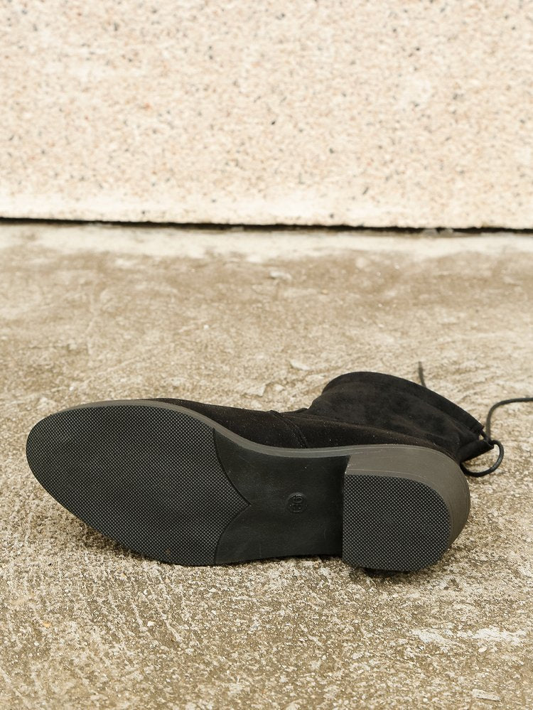 bottes à lacets en daim noir