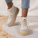 Suede mid-cut flat sneakers