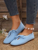 Mesh breathable round toe lace-up flat shoes