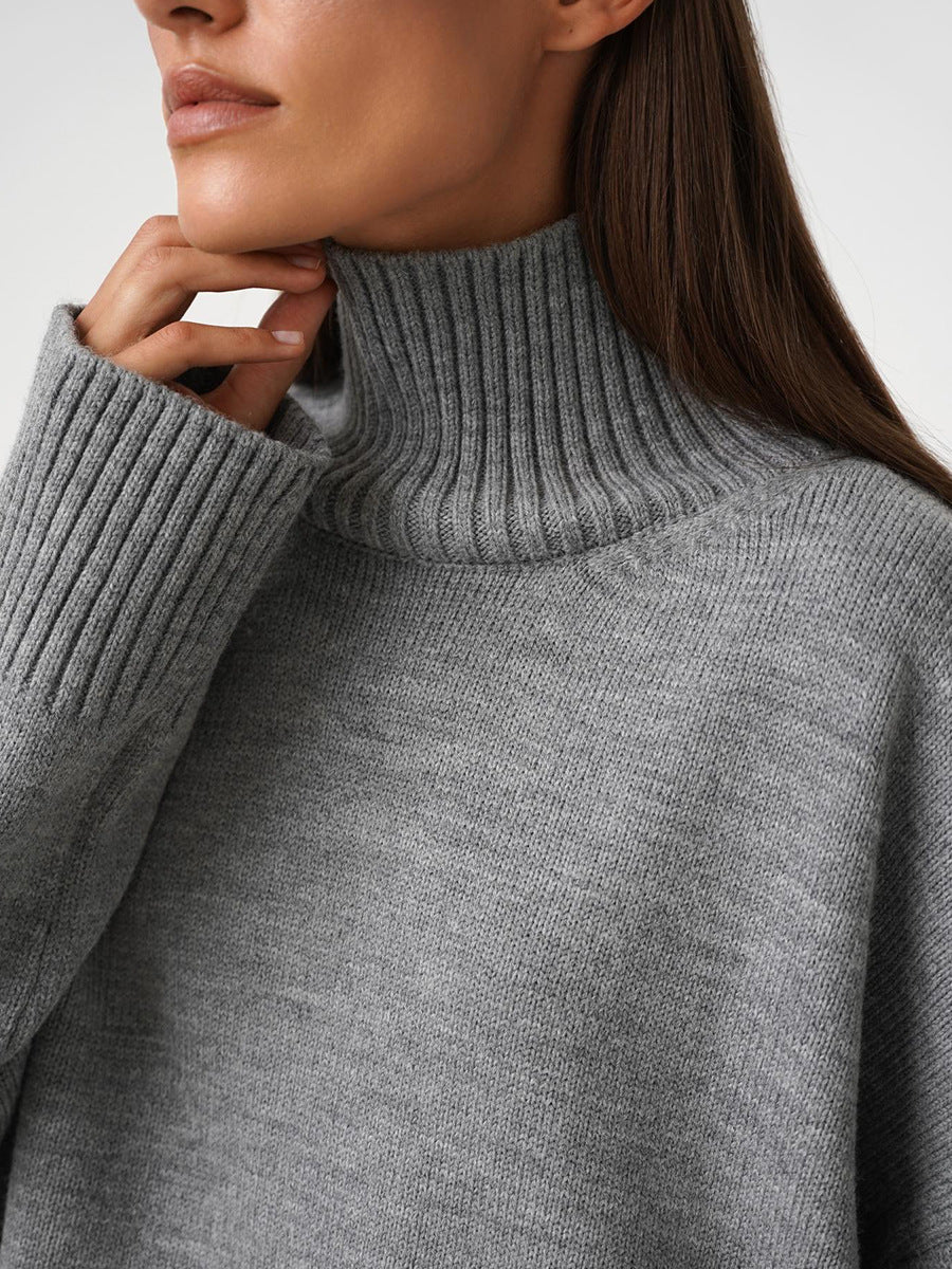 Cozy Solid color turtleneck knitted pullover loose sweater