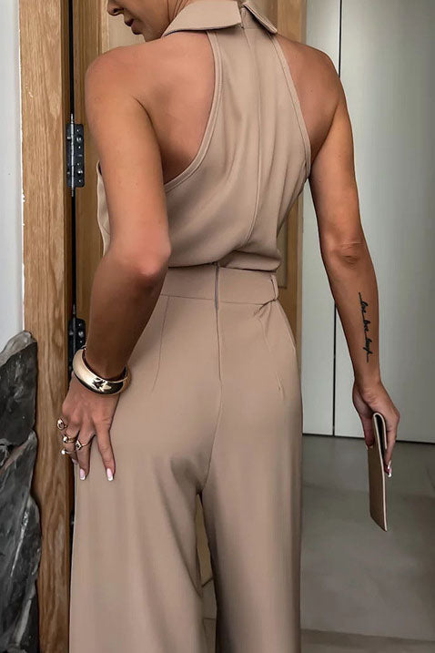 Unique Neckline Design Sleeveless Jumpsuit