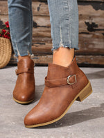 Classic Side Zipper Metal Buckle Chelsea Boots