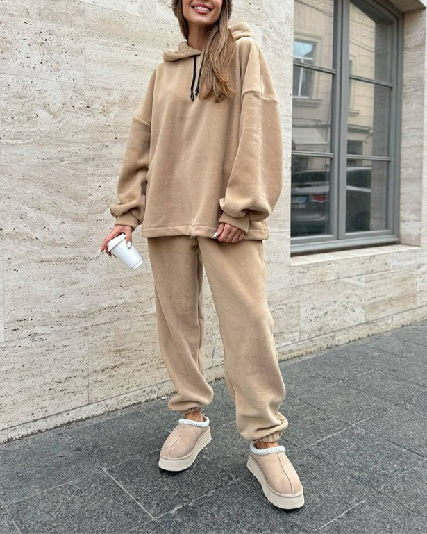 Campus Crew Polar fleece hooded sweatshirt and sweatpants two-piece set