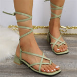 Square open toe strappy square heel Roman sandals