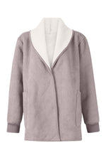 Langärmlige Thermojacke aus Wildleder und Lammwolle mit Revers