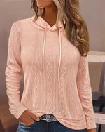 Pull à capuche en jacquard à manches longues et lacets