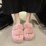 Pantoufles plates en fourrure épaisse de 7 cm