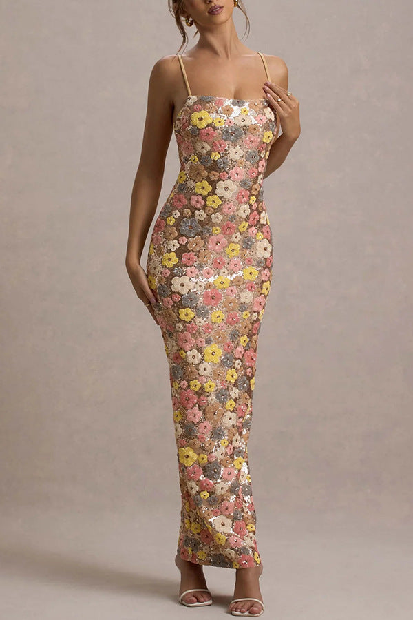 Luxury strapless sequined embroidered hip dress
