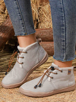 Convenient lacing system plush soft rubber sole snow boots