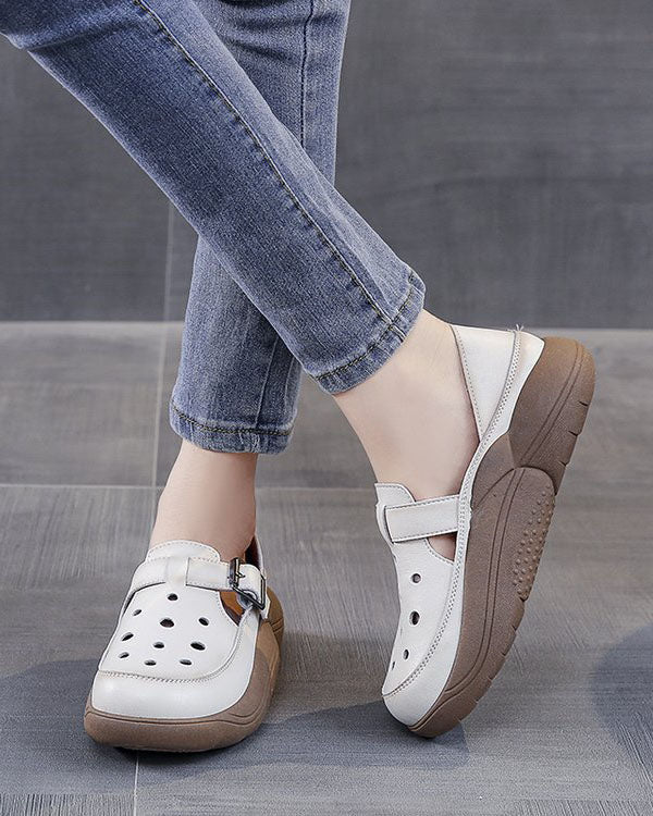 Retro Thick Sole Flat Croc Garden Shoes