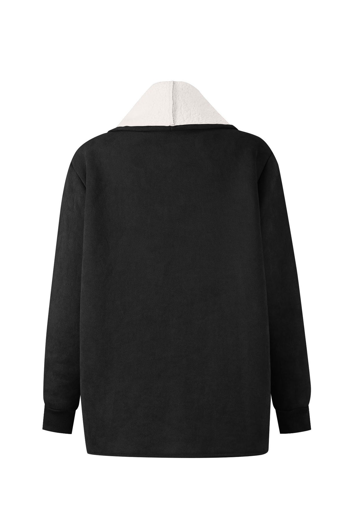 Langärmlige Thermojacke aus Wildleder und Lammwolle mit Revers