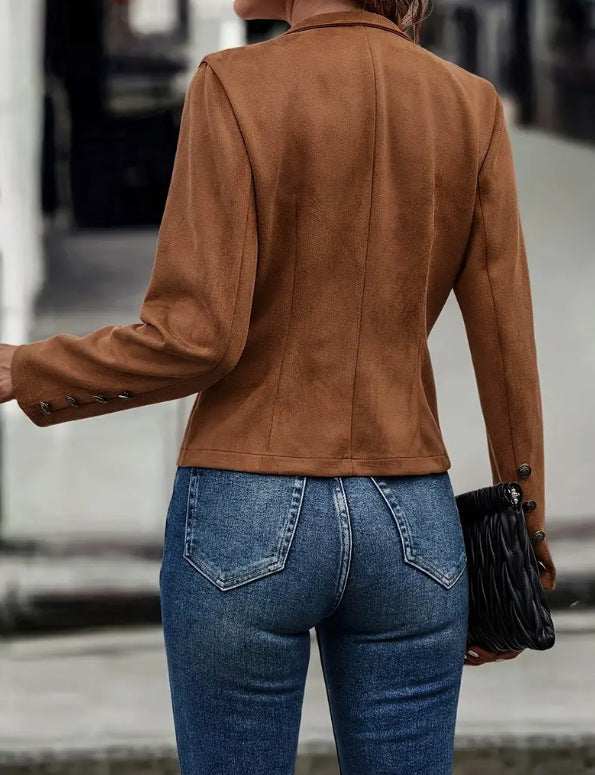 Zweireihige Vintage-Wildlederjacke