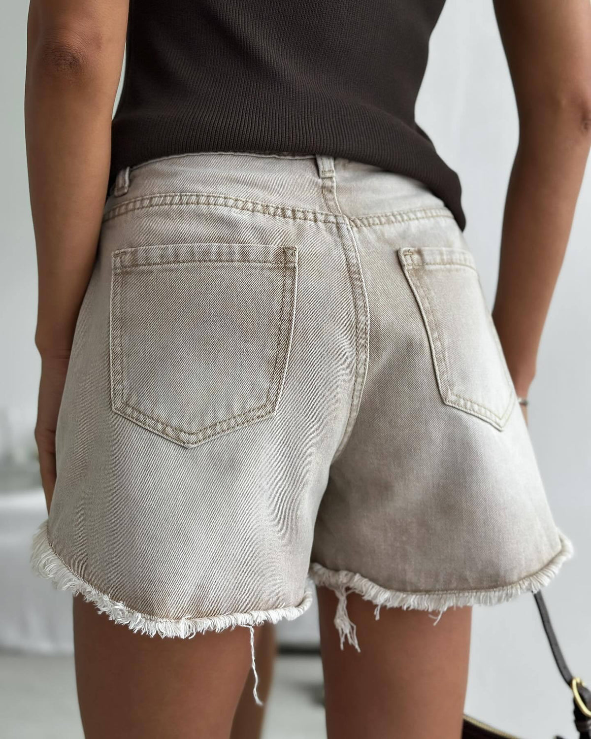 Short en jean ample gris délavé vintage vieilli