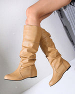 Urban stroll round-toe flat mid-calf boots
