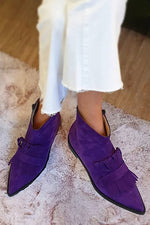 Romantic violet pointed toe tassel ankle boots