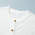 Plüschiges Set aus langärmligem einreihigem Oberteil und Maxirock