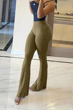 Tight-fitting stretchy high-waisted flared yoga leggings