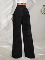 High waist corduroy slit hem trousers