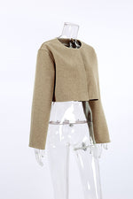 Brown Relaxed-fit Short Wool Coat