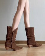 City Rebel low-heeled suede mid-calf boots