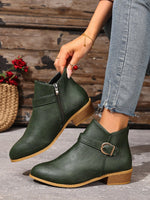 Classic Side Zipper Metal Buckle Chelsea Boots