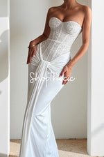 Off-shoulder strapless long belt fitted evening gown