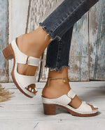 Sandales à enfiler creuses légères à talons hauts épais