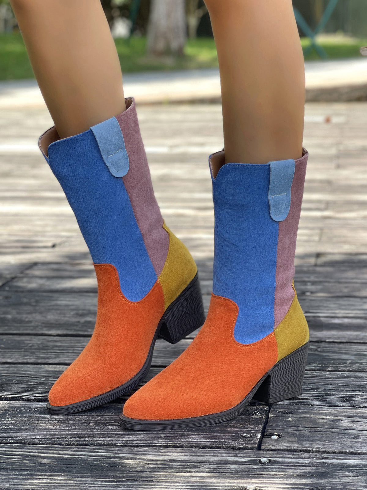 Metro Nomad Colorblock low-heeled mid-calf boots