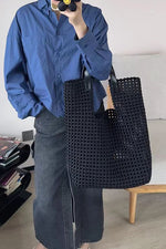 Sac fourre-tout surdimensionné en cuir tissé à la main par un artisan