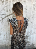 V-neck leopard print loose wide-leg jumpsuit