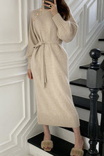 Woolly Haze shoulder buttons turtleneck long sweater coat