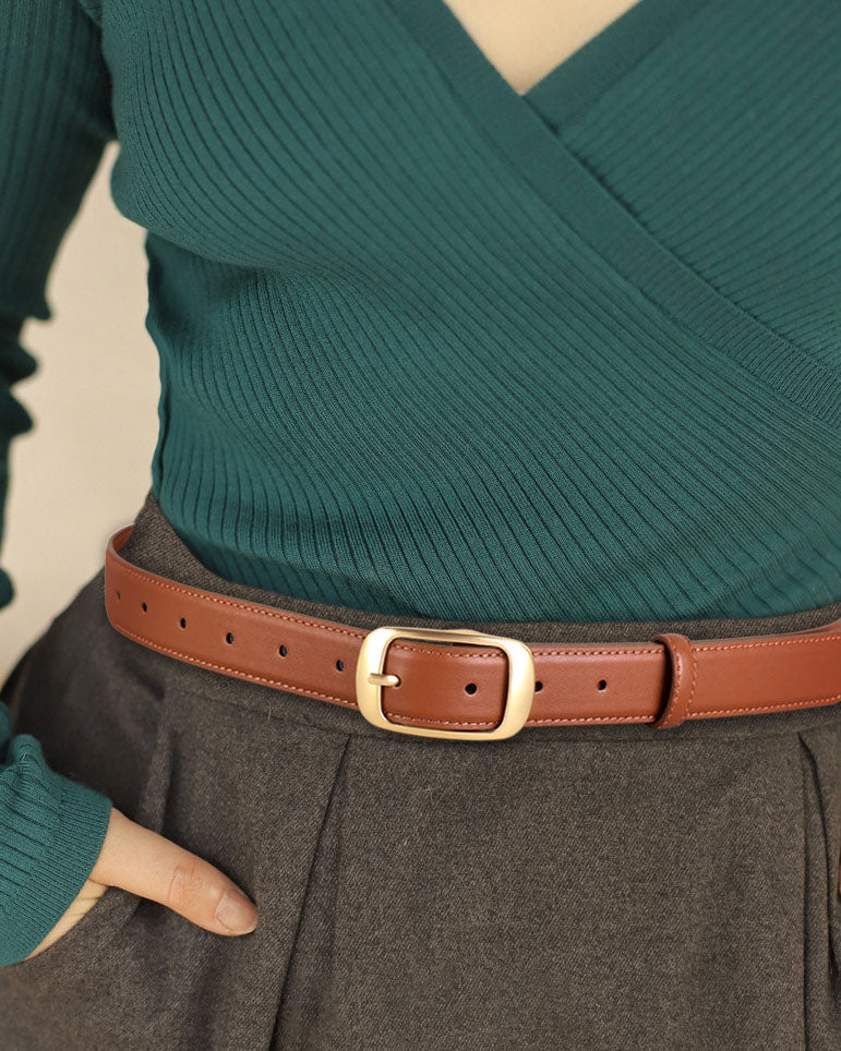 Ceinture élégante en cuir pleine fleur avec boucle en alliage