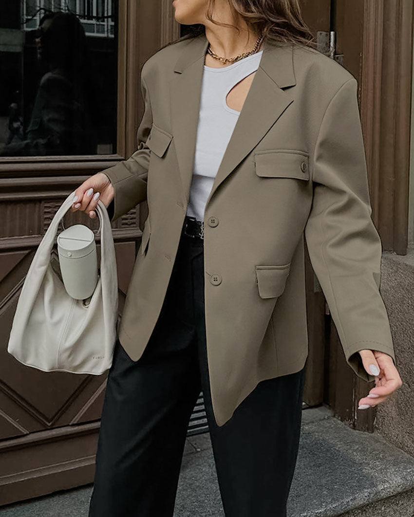 Locker sitzender Vintage-Blazer mit vier Taschen