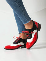 Retro British color-blocked lace-up brogues