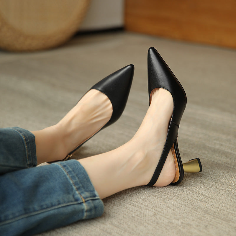 Sandalen mit Stilettoabsatz und kegelförmigem Absatz aus weichem Leder